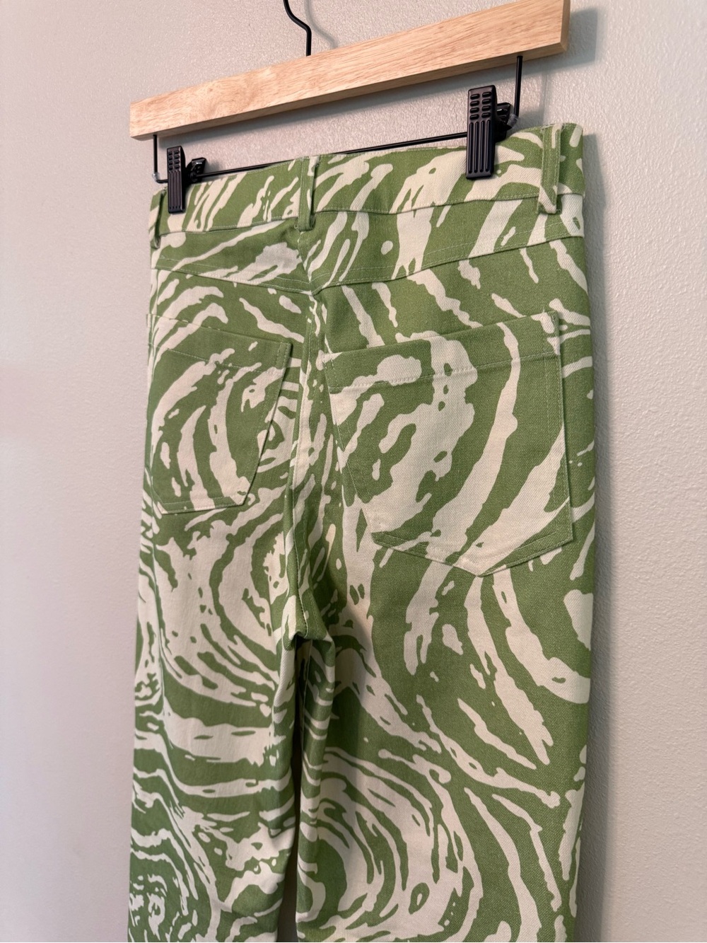 Vatka Lokum Green Swirl High Rise Straight Leg Pants US 4 Kendall Jenner - Picture 8 of 10